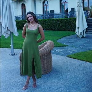 Zara Linen Midi Dress With Slit